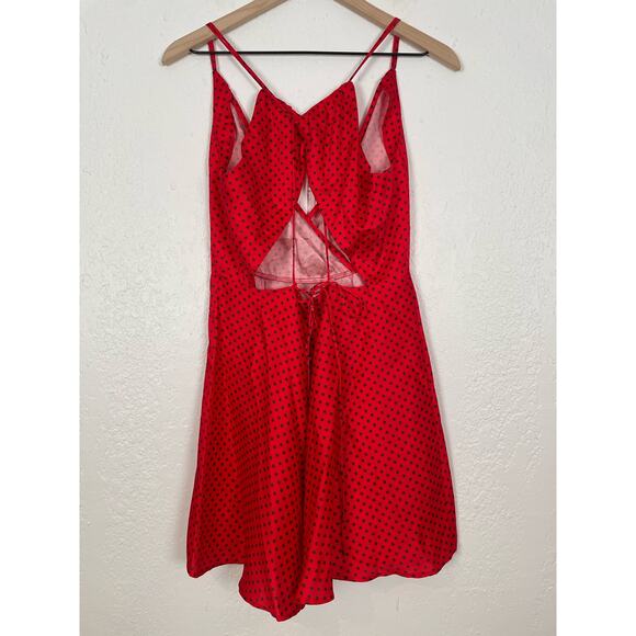 Zara Red Satin Polka Dot Open Back Mini Dress NWT Size Small - Picture 4 of 6